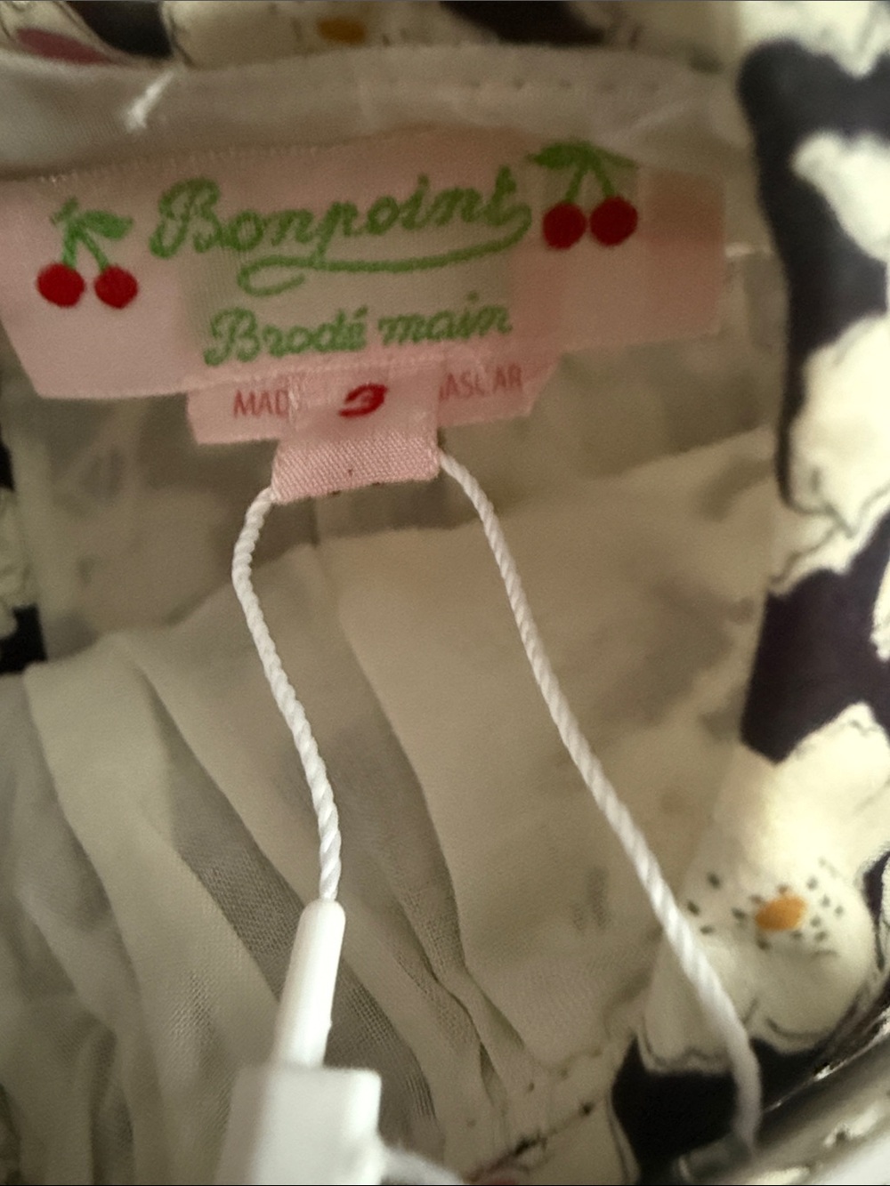 Bonpoint Black Floral Smocked Dress with Pink Accents - Picture 6 of 12